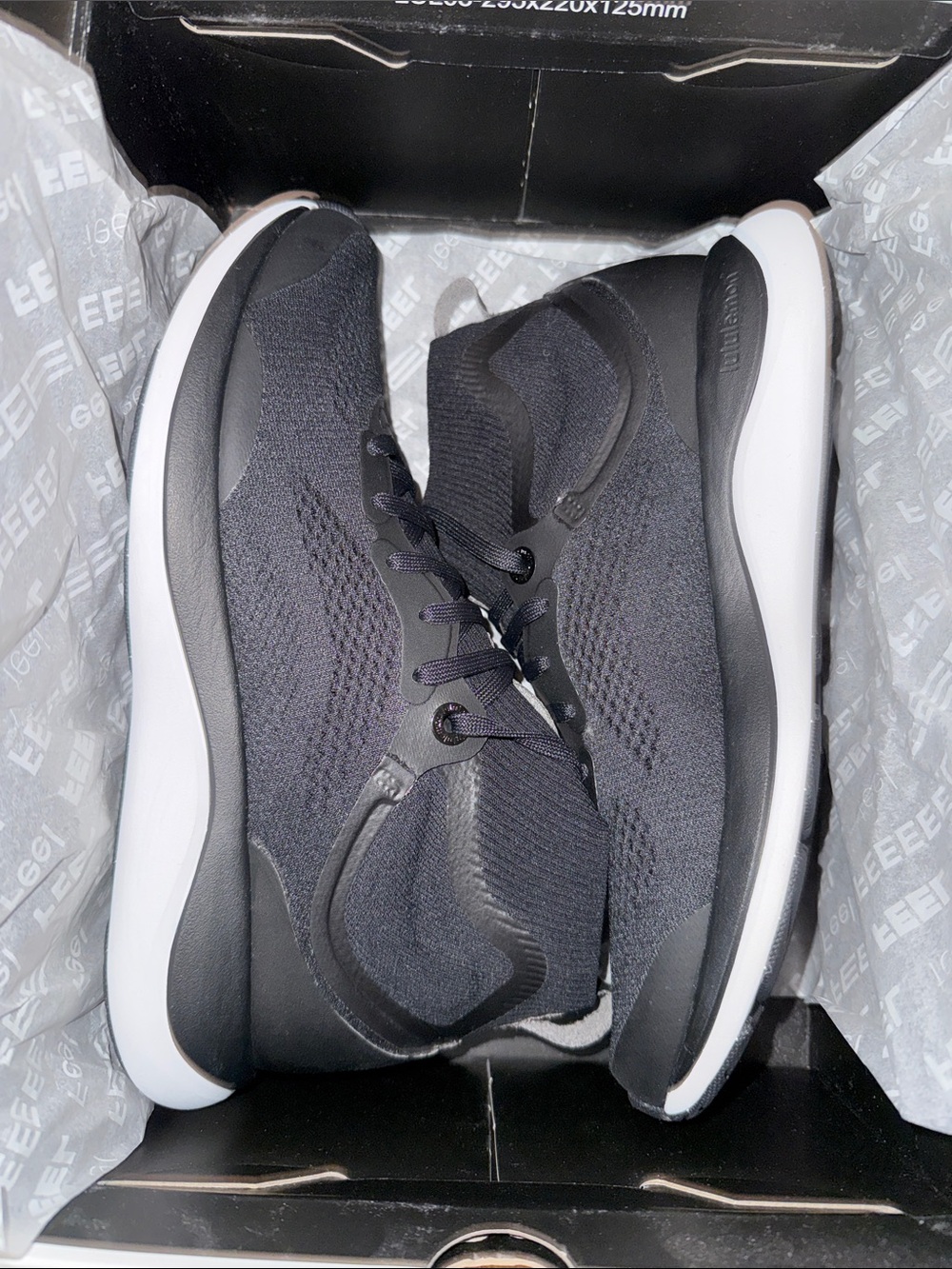 lululemon Black Knit Chargefeel Workout Sneakers with White Sole